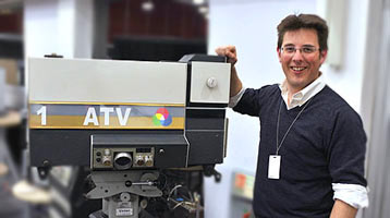 Cameraman John Fry with a nice old ATV studio camera
